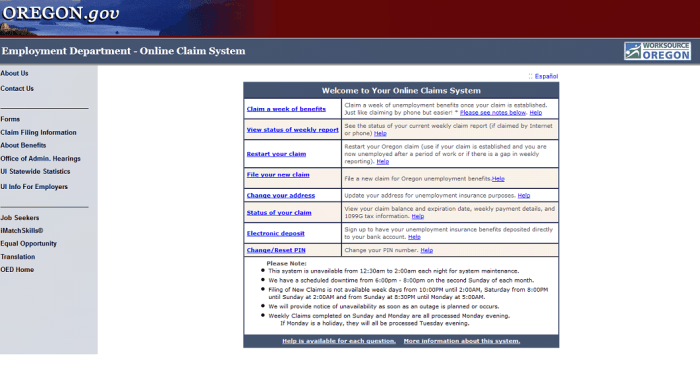 Oregon unemployment insurance claim